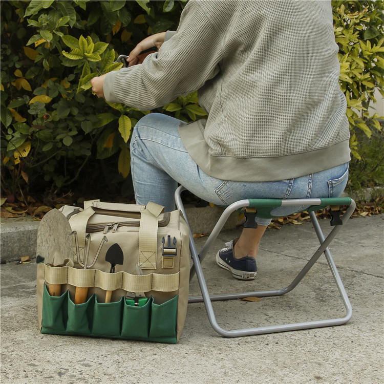 2-in-1 Folding Garden Stool with Tool Tote Bag - Image 2